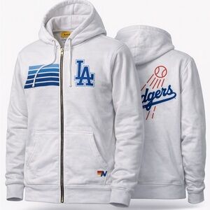 Aviation Los Angeles Dodgers 5 Stripe Zip Hoodie- White/Blue size Large SOLD OUT